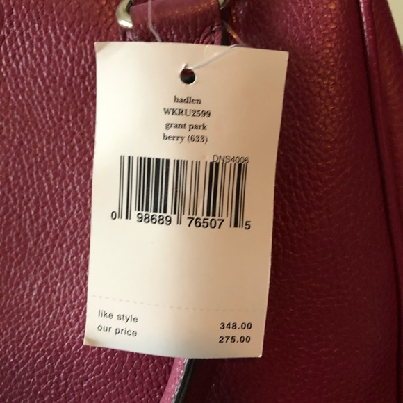 BNWT Authentic Kate Spade Hadlen Grant Park, Berry - Picture 4 of 8